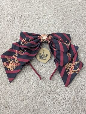 NWT Cupid Cute Lolita Red Navy Gold Striped Big Bow Headband